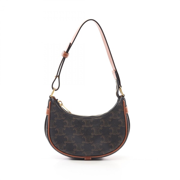 CELINE AVA Mini Ava Triomphe shoulder Handbag 10I602DS1 canvas Black Brown Used