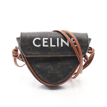 CELINE Triomphe Triangle Mini Shoulder Bag 195902 canvas Brown Used Women