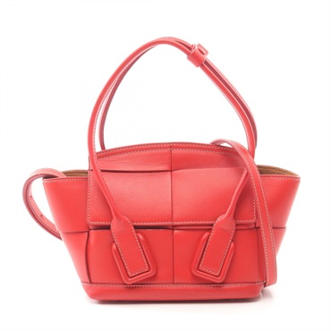 BOTTEGA VENETA Mini the Arco 2way shoulder Handbag 600606 leather Red Used Women