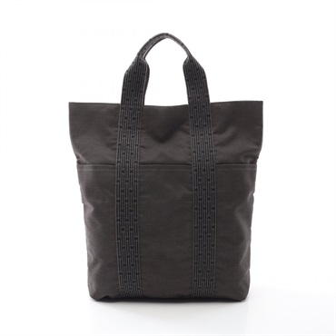 HERMES Herline Cabas Tote Hand Bag Nylon canvas Gray Used unisex