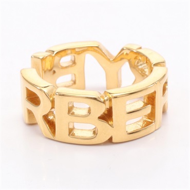 BURBERRY Logo Ring Gold Plated Used women US size 4.25