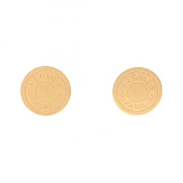 HERMES Sellier Earring Gold Plated Used women