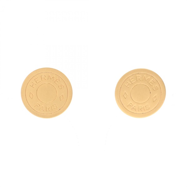 HERMES Sellier Earring Gold Plated Used women