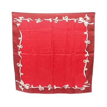 CARTIER 2C Scarf T6011494X silk Red Bordeaux White NEW Women