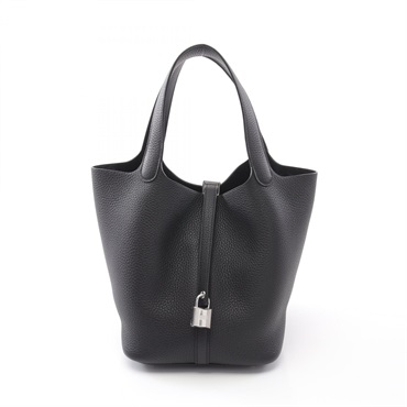 HERMES Picotin Lock MM Hand bag W 060991CK Taurillon Clemence Black SHW