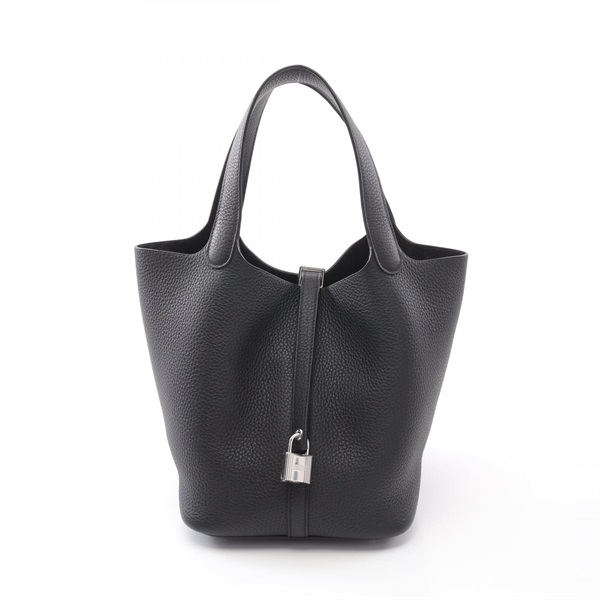 HERMES Picotin Lock MM Hand bag W 060991CK Taurillon Clemence Black SHW