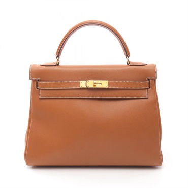 HERMES Kelly 32 Hand shoulder bag X inside stitched Sikkim leather Gold Used GHW
