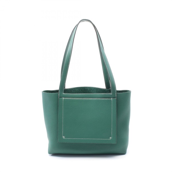HERMES Cabas selier 31 Shoulder Tote Bag 082201CA Clemence leather Green Used W