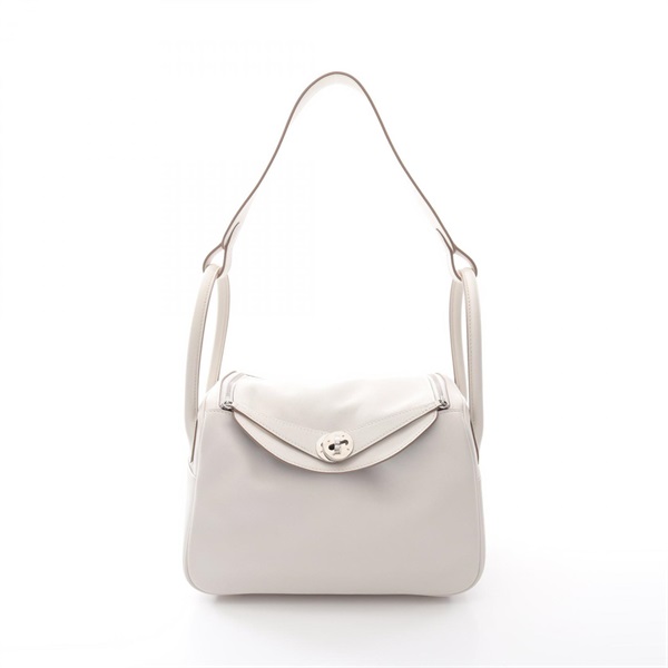 HERMES Lindy 26 Verso Shoulder Bag B 070416CK Swift leather Gris pale meyer SHW