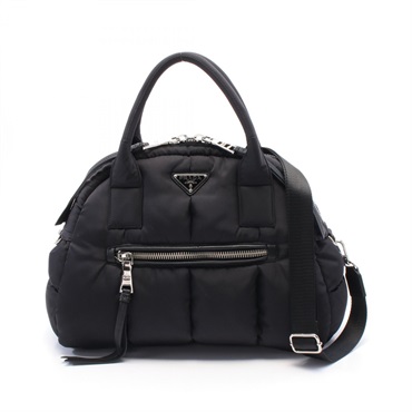 PRADA TESSUTO BOMBER 2way Shoulder Handbag BL0881 Nylon leather Black Used Women