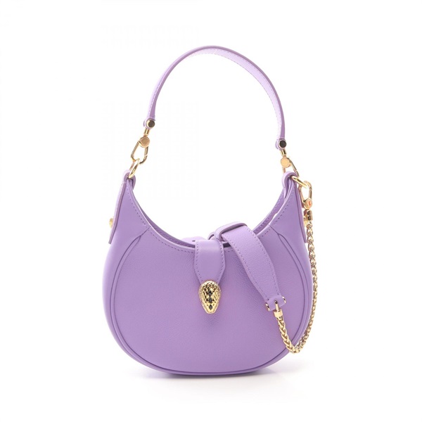 BVLGARI Serpenti Ellipse 2way shoulder Handbag leather Purple Used Women GHW