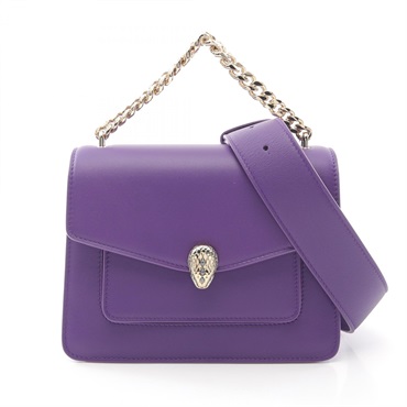BVLGARI Serpenti Forever 2way chain shulder Handbag leather Purple Used Women