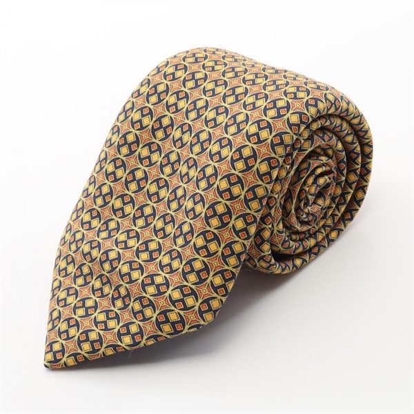 HERMES Tie silk Yellow Multicolor Used mens
