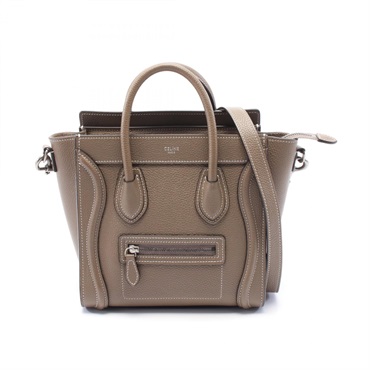CELINE Luggage Nano Shopper 2way shoulder Handbag 189243 leather Brown Used