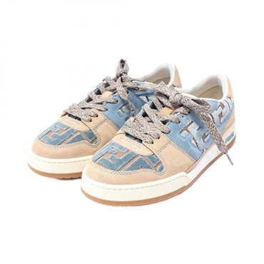 FENDI Match Zucca sneakers 8E8625AOTHF1R7S37.5 Suede Fabric Blue NEW Women #37.5