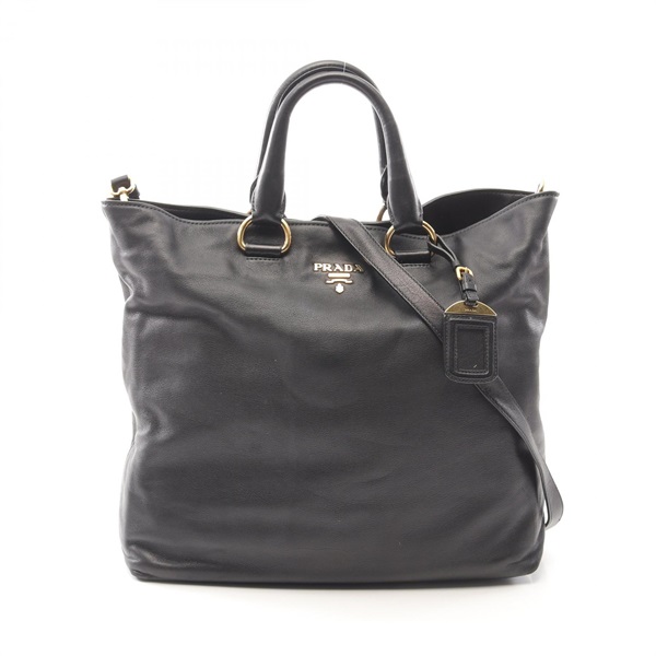 PRADA 2way Shoulder Tote Bag leather Black Used Women crossbody