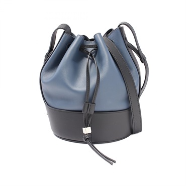 LOEWE BALLOON SMALL Shoulder Bag 326.76AC31 leather Navy Black Used Women
