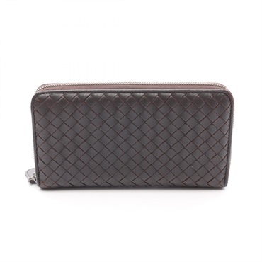 BOTTEGA VENETA Intrecciato Around Long Wallet Purse 275664 Leather Brown Used