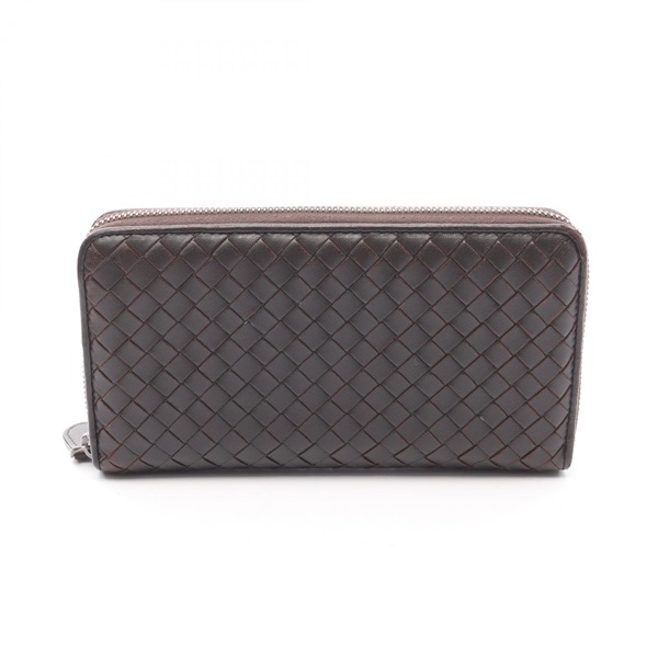 BOTTEGA VENETA Intrecciato Around Long Wallet Purse 275664 Leather Brown Used