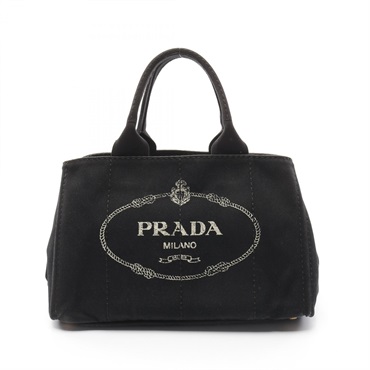 PRADA Canapa Hand Tote Bag BN1877 canvas Black Used Women logo
