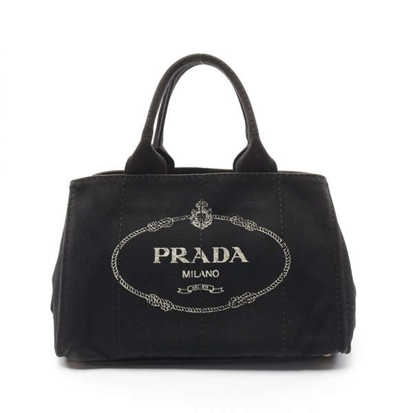 PRADA Canapa Hand Tote Bag BN1877 canvas Black Used Women logo