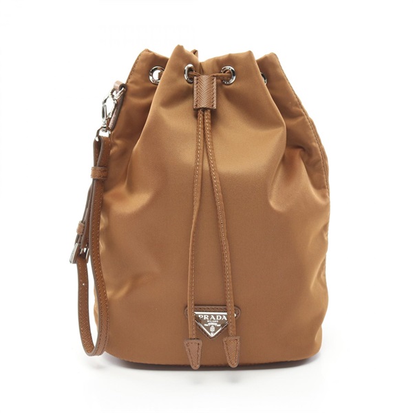 PRADA Re-Nylon Pouch shoulder bag 1NS369 Nylon Saffiano leather Khaki Used Women
