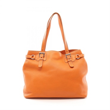 PRADA Shoulder Tote Bag leather Orange Used Women