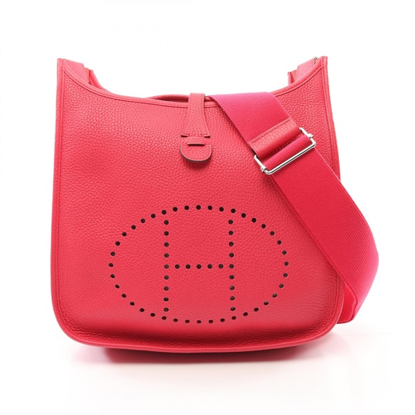 HERMES Evelyne 3 PM Shoulder crossbody Bag C Taurillon Clemence Rose extreme SHW