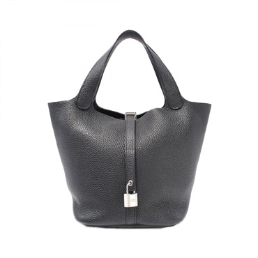 HERMES Picotin Lock MM Hand tote bag X Taurillon Clemence leather Black Used SHW