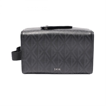 Christian Dior cd diamond business clutch bag canvas leather Black Used