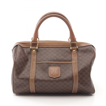 CELINE Macadam Handbag PVC coated canvas leather Brown Used Women