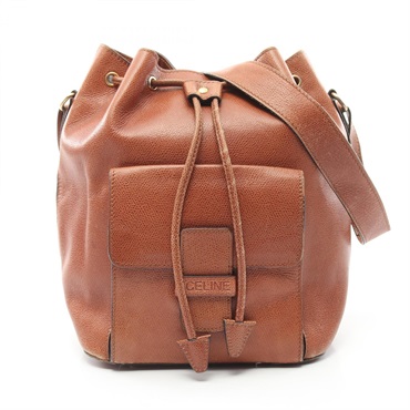 CELINE Shoulder Bag leather Brown Used Women