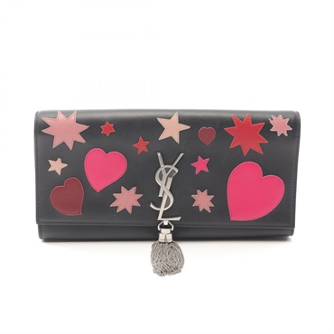 SAINT LAURENT PARIS business clutch bag 332642 leather Black Red Pink Used Women
