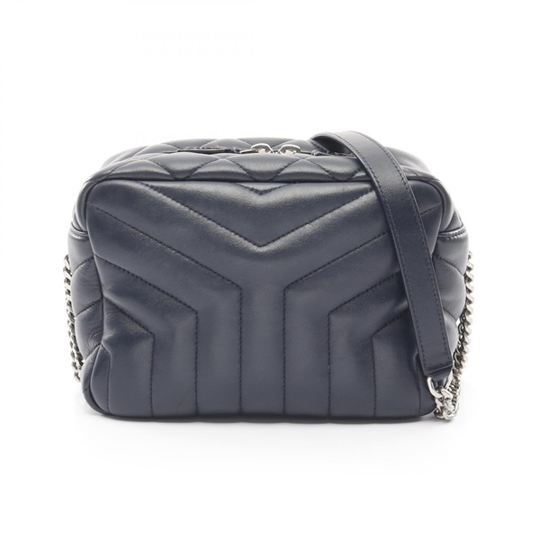 SAINT LAURENT PARIS Lulu Bowling Shoulder Bag 454317 leather Navy Used Women