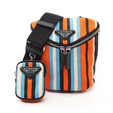 PRADA Shoulder crossbody Bag 2VH147 canvas Saffiano leather multicolor used