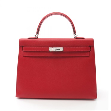 HERMES Kelly 35 2way shoulder Handbag Epsom leather Red Rouge casaque Used Q SHW