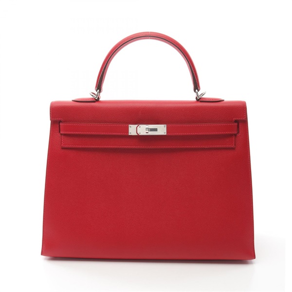 HERMES Kelly 35 2way shoulder Handbag Epsom leather Red Rouge casaque Used Q SHW