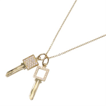 TIFFANY＆CO Modern Key & Square Key Diamond Necklace 18KYG Gold used women