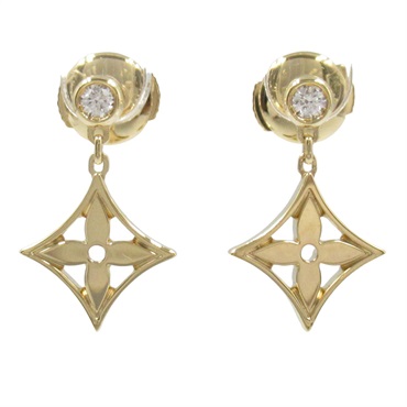 LOUIS VUITTON Monogram Idylle Diamond Pierced earrings 18KYG Gold Used women
