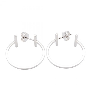 TIFFANY＆CO T wire hoop medium Pierced earrings 18KWG White Gold Used Women