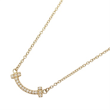 TIFFANY＆CO T Smile Mini Diamond Necklace 18KPG Pink Rose Gold Used women