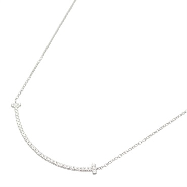TIFFANY＆CO T Smile Necklace Small Diamond 18KWG White Gold Used women