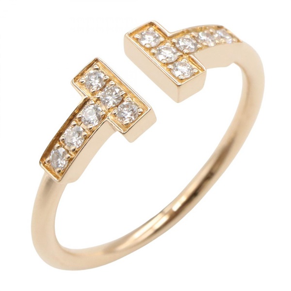 TIFFANY＆CO T wire Diamond Ring 18KRG Pink Rose Gold Used Women US size #5.75