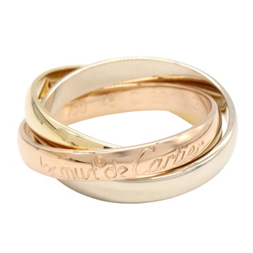 CARTIER Trinity Ring 18KYG 18KPG 18KWG Three gold used US size 4.5 women #48