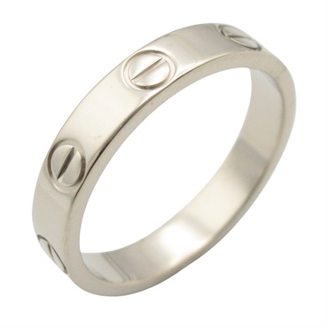 CARTIER Mini Love Ring 18KWG White Gold Used unisex US size 5.25 #50
