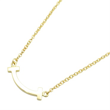 TIFFANY＆CO T Smile Mini Necklace Pendant 18KYG Yellow Gold Used women