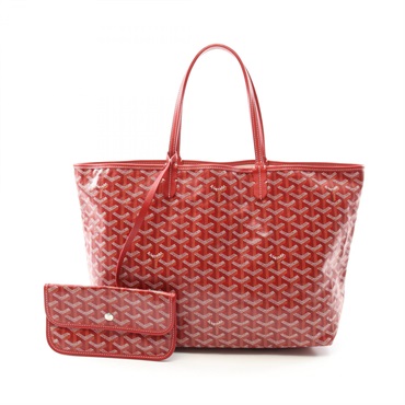 GOYARD Saint Louis PM Tote Hand Bag canvas leather Red Multicolor Used Women