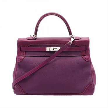 HERMES Kelly Gillies 35 2way Handbag Togo Swift leather Purple Used Women R SHW