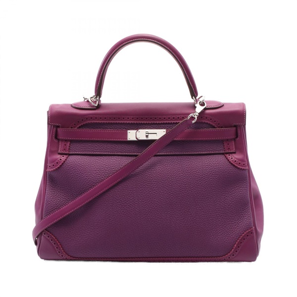 HERMES Kelly Gillies 35 2way Handbag Togo Swift leather Purple Used Women R SHW