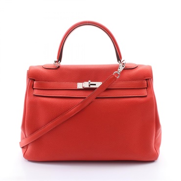 HERMES Kelly 35 2way Handbag Togo leather Brown Capucine Used Women P SHW